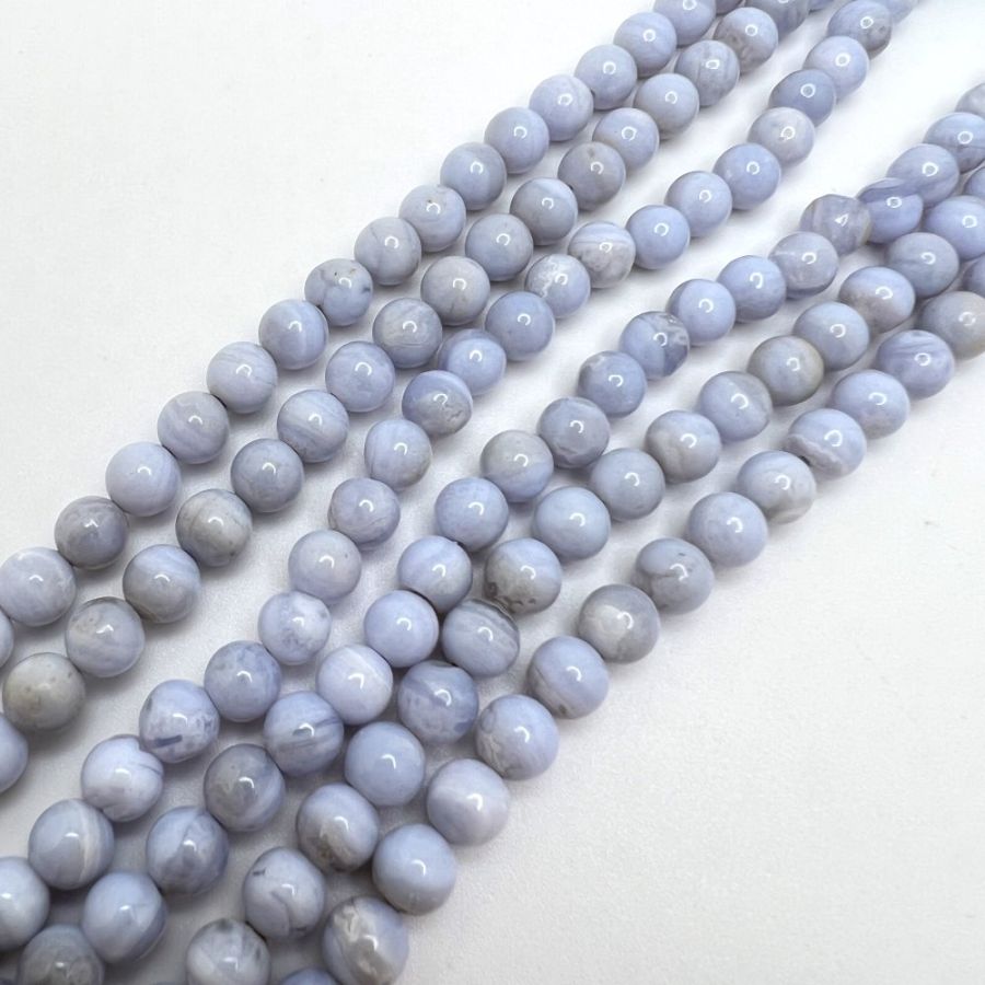 Smooth Round, Blue Lace Agate, Choose Size (16 Strand)