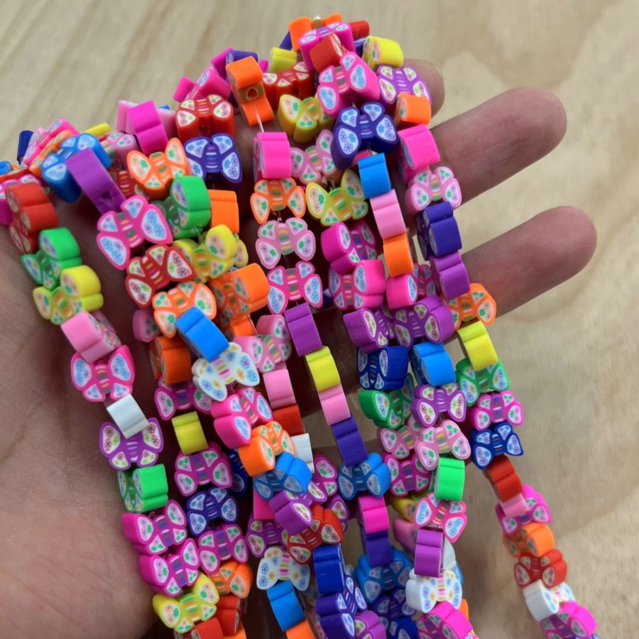 Polymer Clay Beads, Assorted Butterflies (16 Strand)
