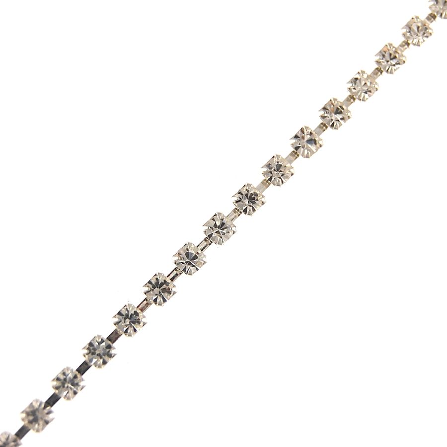 38ss Rhinestone Chain - Crystal Stones/Silver Plated