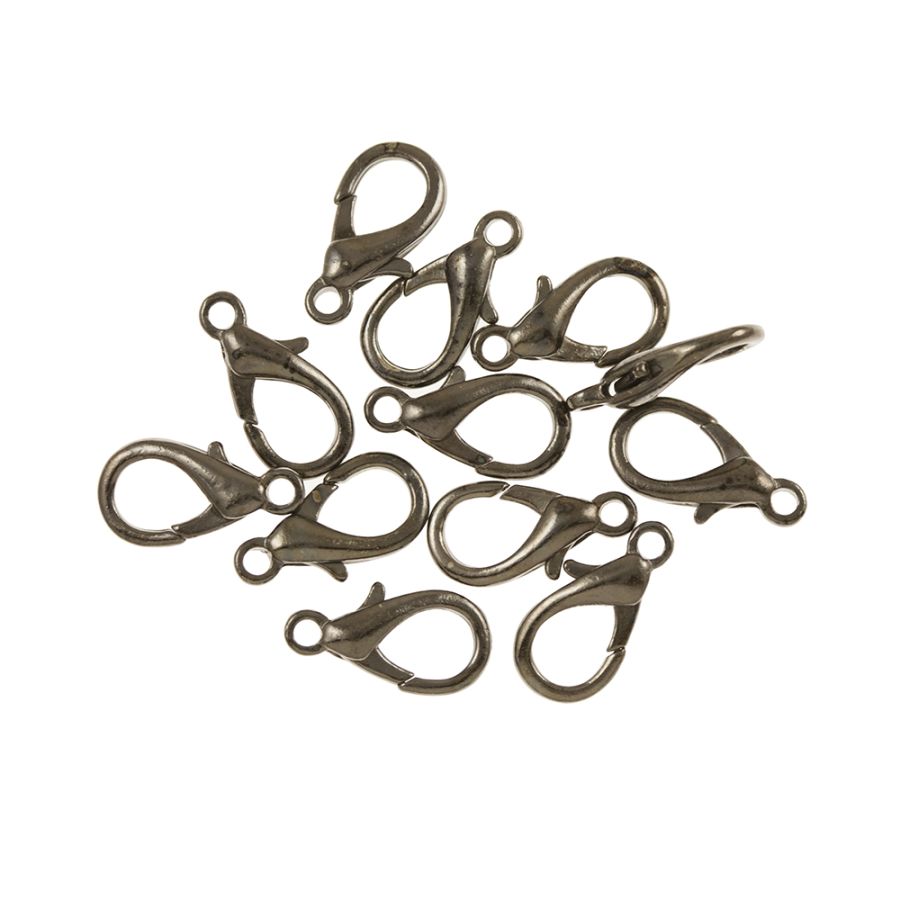 Brass Lobster Claw Clasp, 12mm, Black Oxide (36 Pieces)