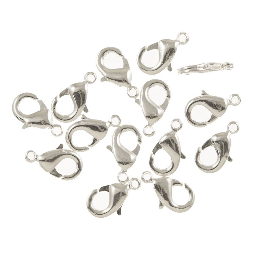 12mm Lobster Claw Clasp with Ring, Sterling Silver (10 Pieces)