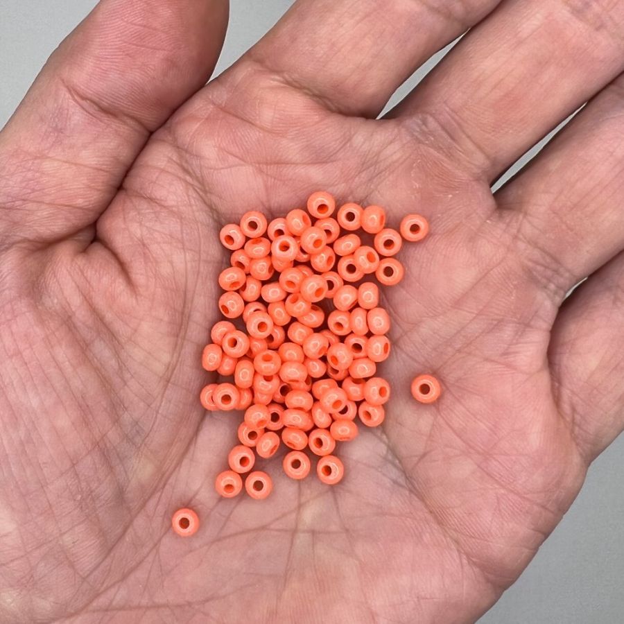 Czech Round Seed Beads, Glass - Opaque Coral, Choose Size
