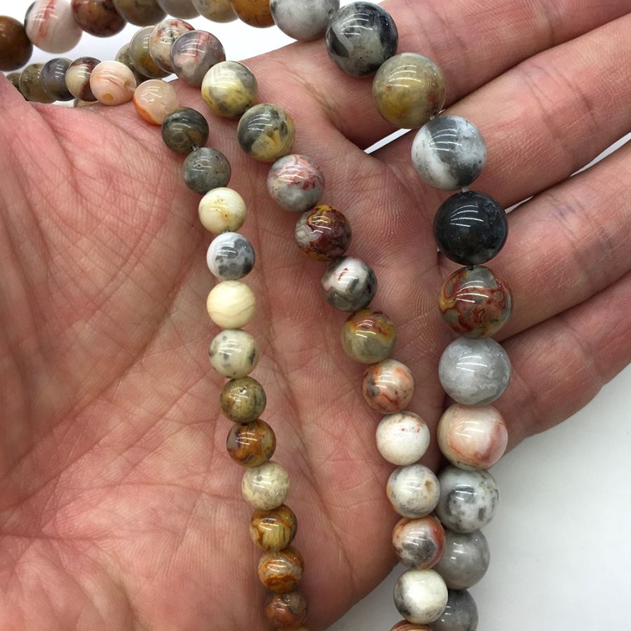 Natural Crazy Lace Agate Gemstone Round Loose Beads on a 15.5 Strand – AD  Beads