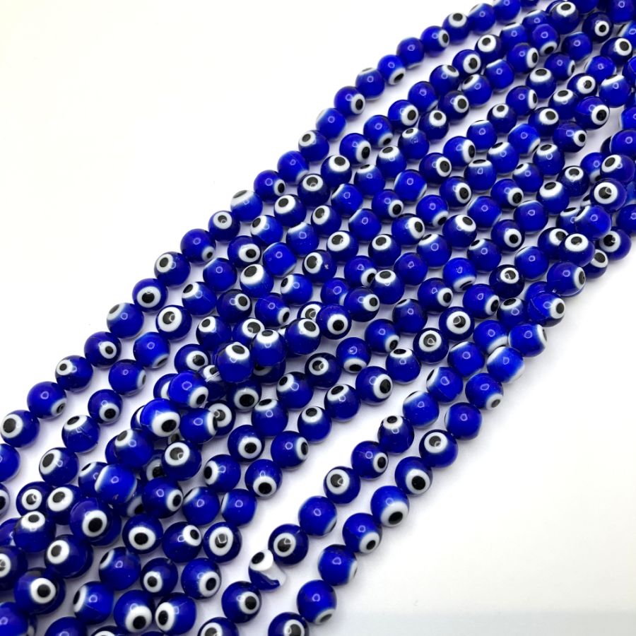 Real Glass Evil Eye Beads From Turkey Set of 50 8 Mm Navy Blue Glass Beads  Dark Blue Turkish Eye Nazar Mal De Ojo Malocchio Protection 