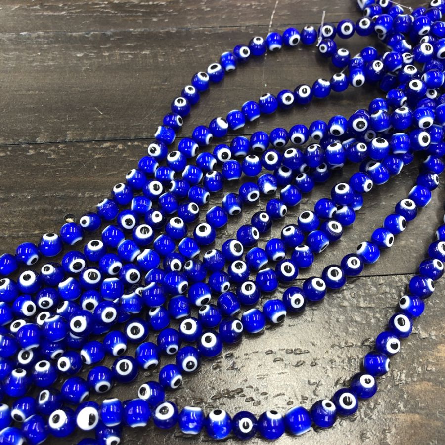 Turkish Blue Evil Eye Beads Sterling Silver Bracelet