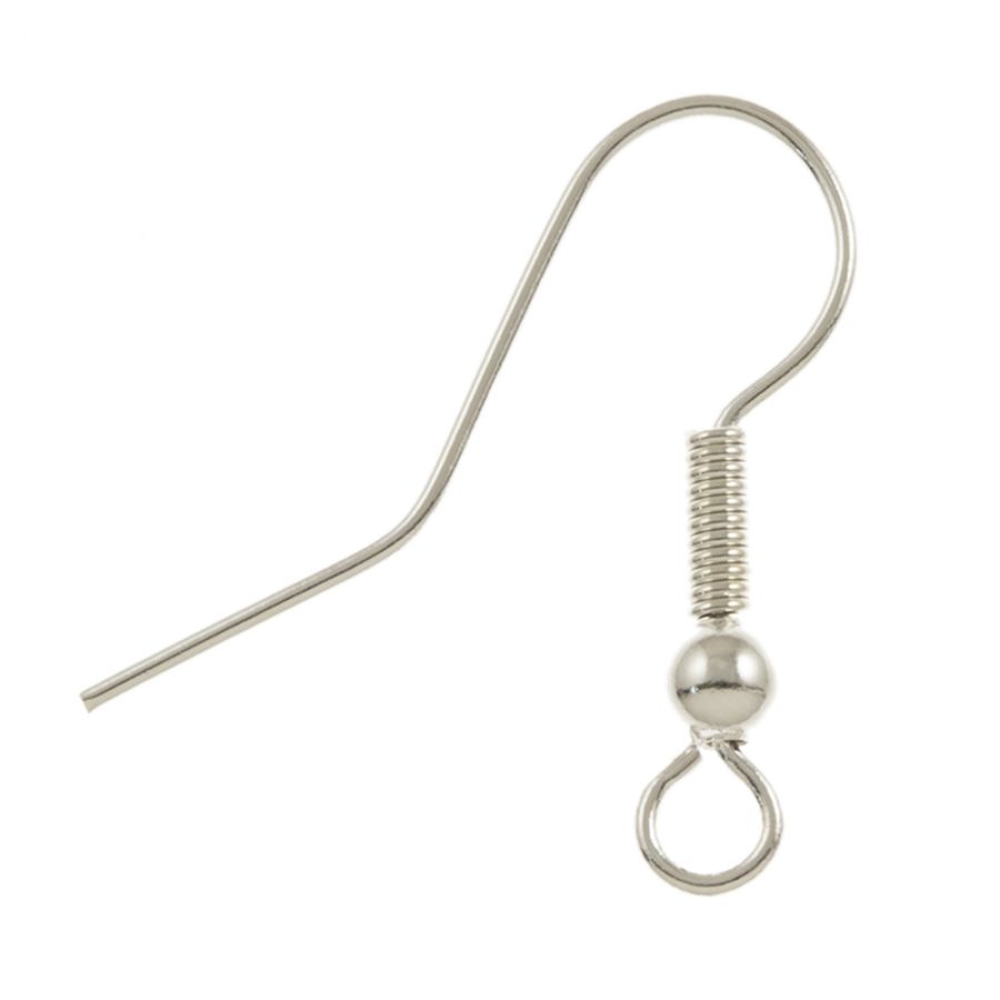 1 Pair Ball End Earring Wire Fish Hook Wire in Sterling Silver, Jewelry  Making Supplies 