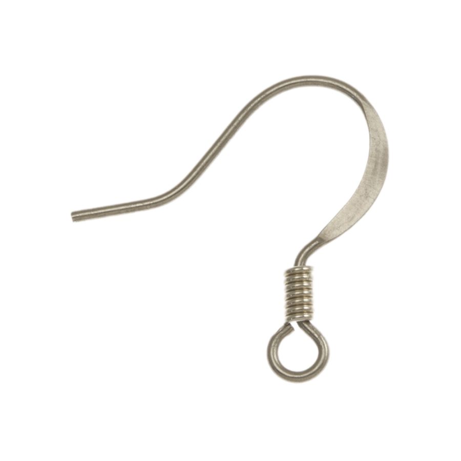 Flat Fish Hook Earwire w/ Spring, Surgical Steel (144 Pieces
