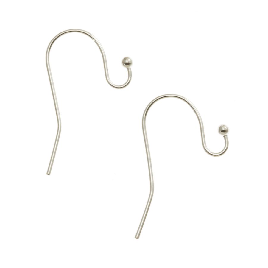 Adabele 100pcs Hypoallergenic Ball Dot Fish Earring Hooks 20mm Sterling  Silver Plated Brass Earwire for Earrings Jewelry Making CF206-S