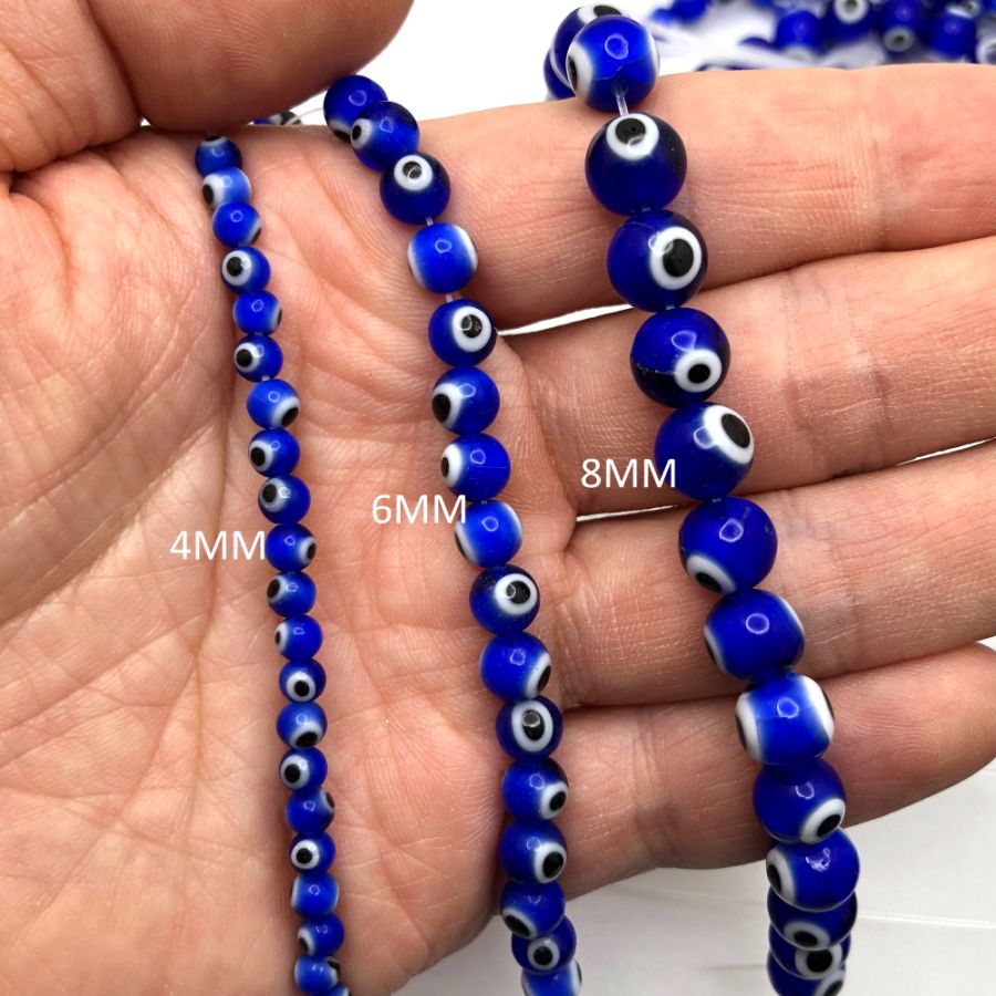4mm Round Evil Eye Beads, Mixed Colors (15 Strand)
