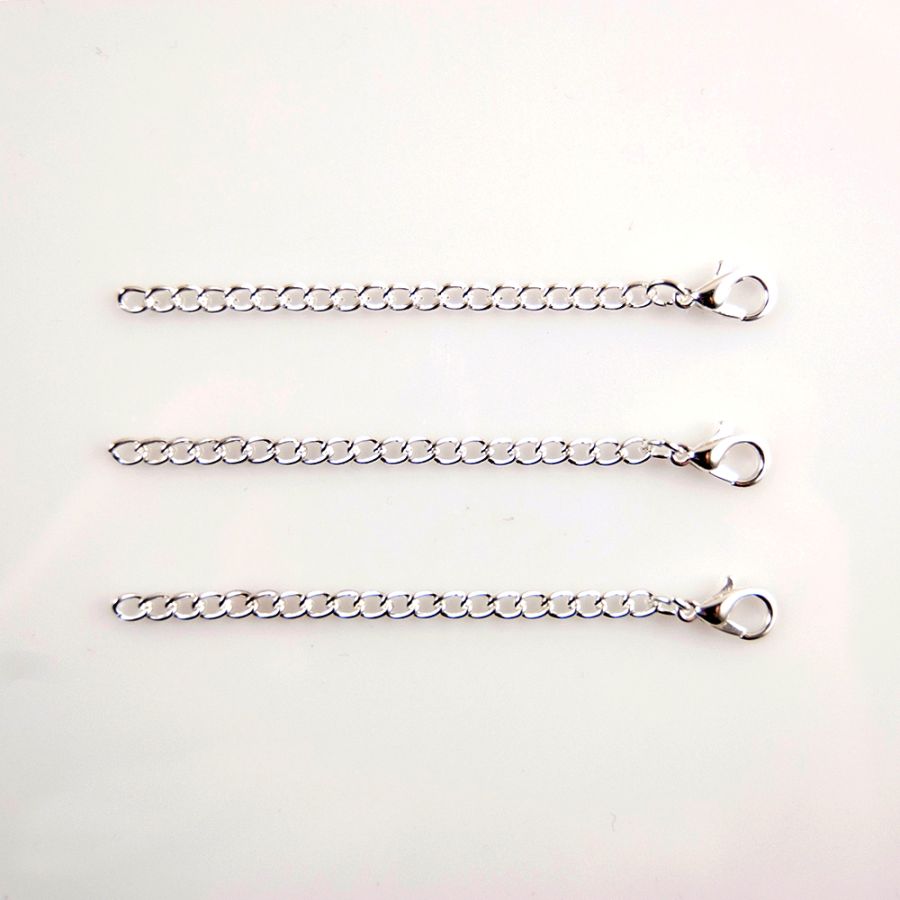 3 Necklace Extenders w/ Clasp Silver-Plated (12 Pieces)