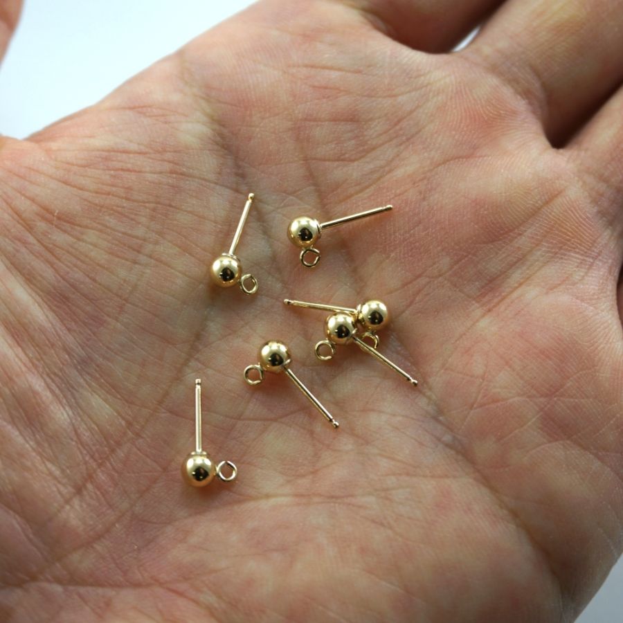 Post w/ 4mm Ball and Loop, 14K Gold-Filled (10 Pieces) | Bea