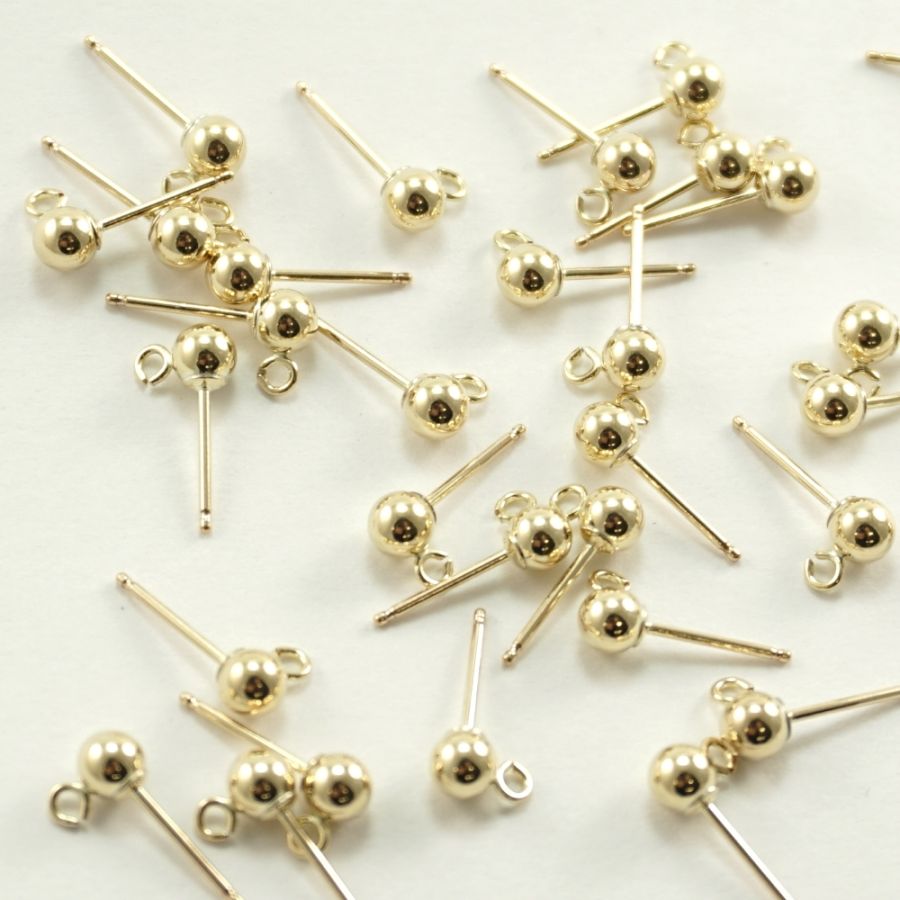 Post w/ 4mm Ball and Loop, 14K Gold-Filled (10 Pieces)