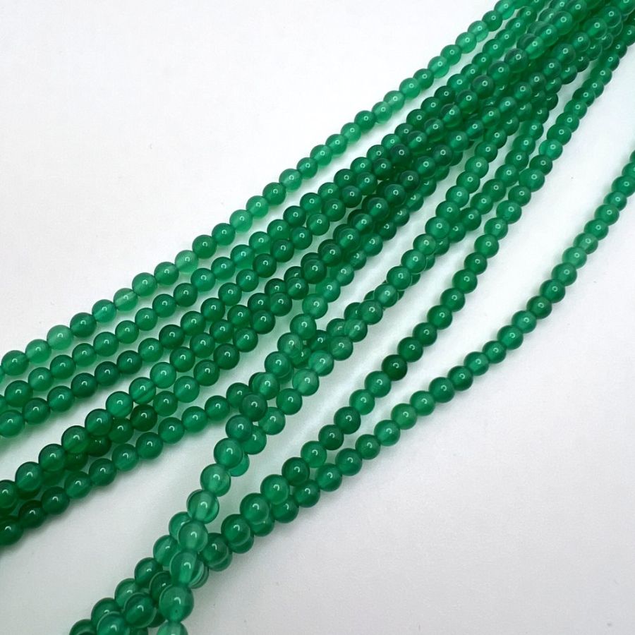 Smooth Round, Jade Green Agate Beads