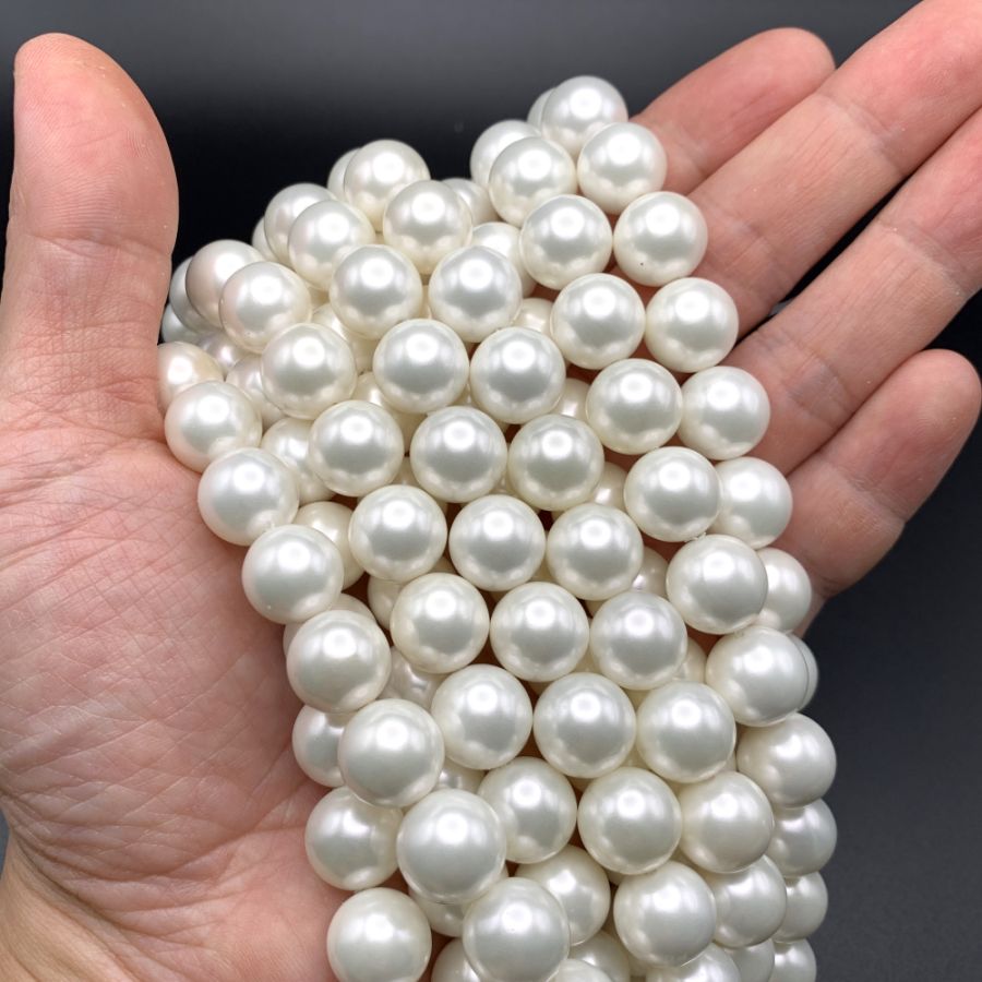 12mm Shell Pearls (White) (16 Strand)
