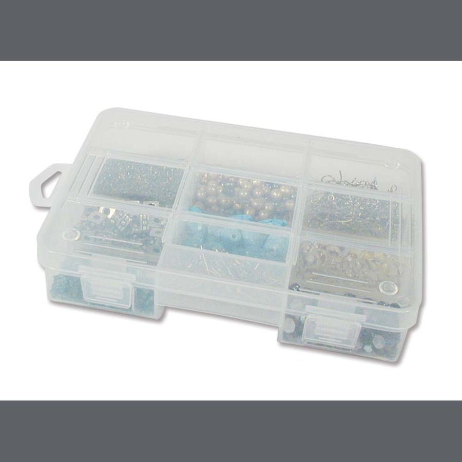 The Beadsmith Personality Case - Clear Storage Organizer Box, 9.5 x 6.4 Inches - Includes 24 Small Containers with Lids – 1.5 x 0.8 Inches, Bead