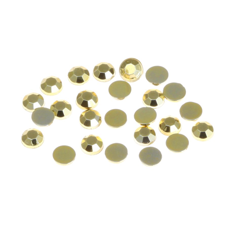 Acrylic Rhinestone, Gold Metallic, 5mm (SS20), Faceted Round
