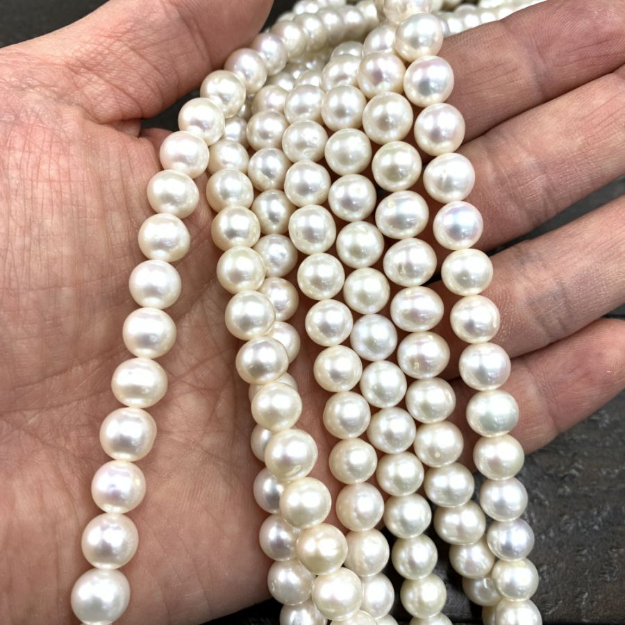 8-9-10mm White Round Freshwater Pearl Strand Necklace  Pearl strands  necklace, Pearl strands, Luxury jewelry box