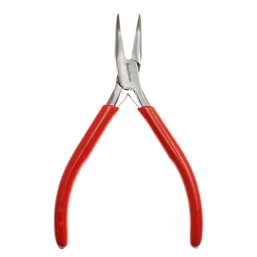 Bent Chain-Nose Pliers with Spring, 120mm, Red Handle (Each)