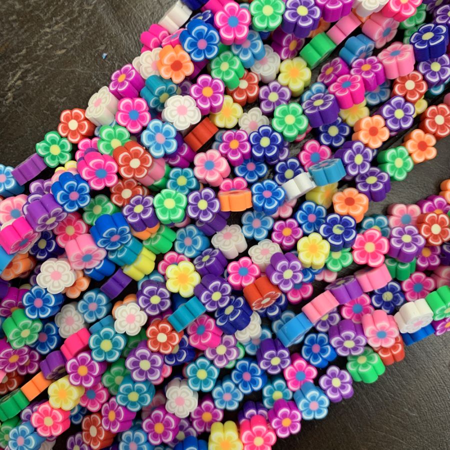 Making Beads Polymer Clay, Flower Bead Bracelet Diy