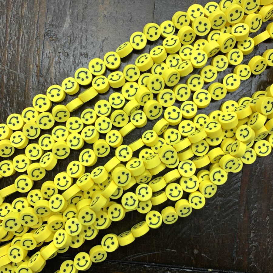 20/50/100Pcs 10mm Polymer Clay Beads Yellow flower smile Beads For
