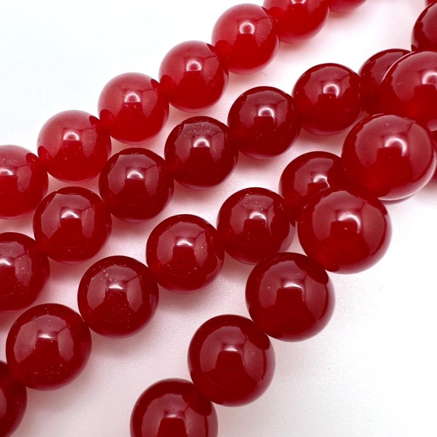 Smooth Round, Red Jade Beads, Choose Size (16 Strand)