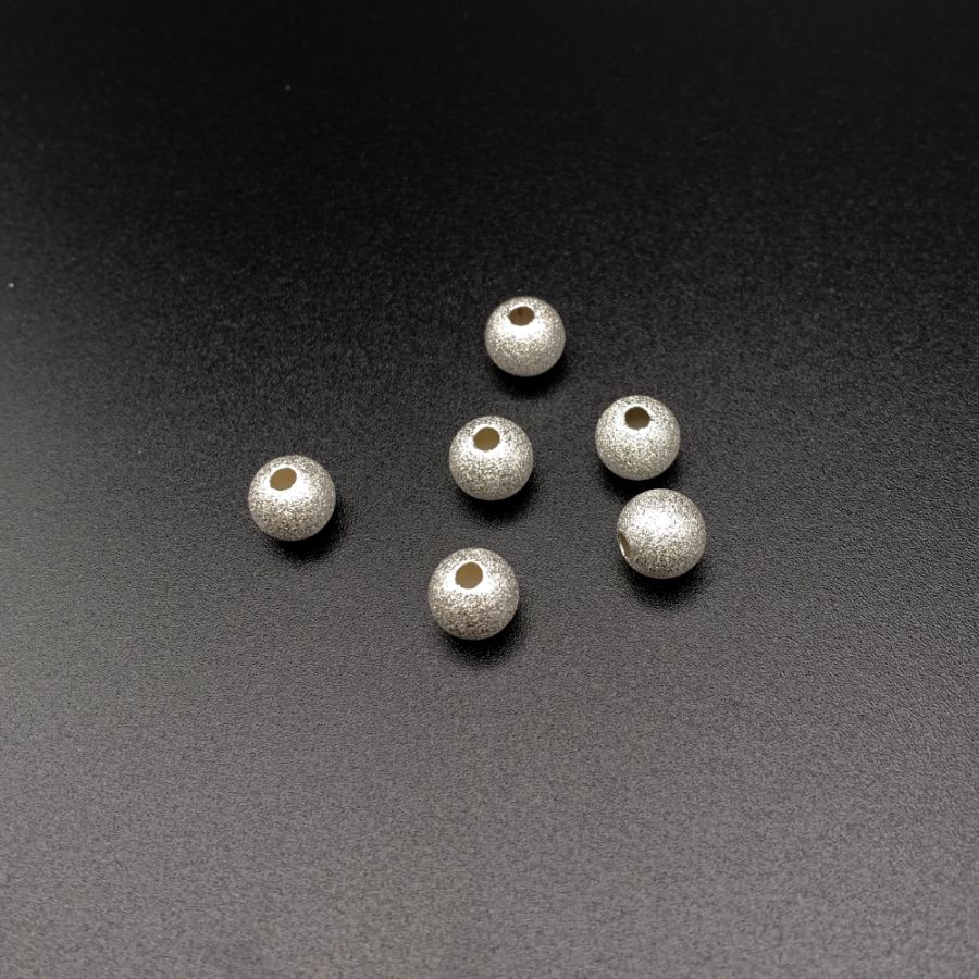 8mm Frosted Beads, Sterling Silver (10 Pieces)