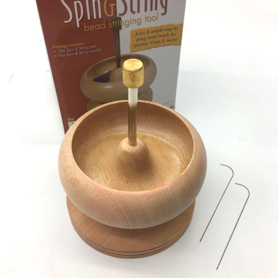 Wooden Bead Spinner 4.5 Diameter, 2 Beading Needle, 400g Turquoise Seed  Beeds