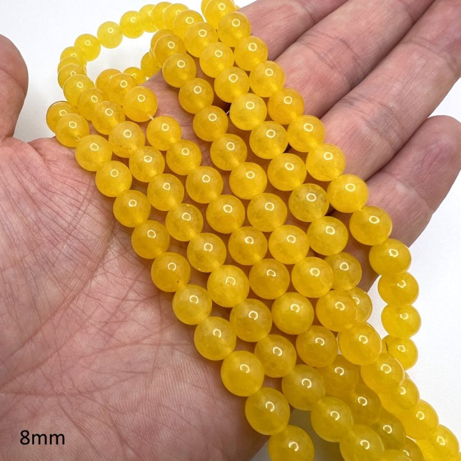 Zenkeeper 108 Pcs Yellow Jade Beads For Jewelry Making 8 Mm Yellow Jade  Gemstones Loose Stone Beads